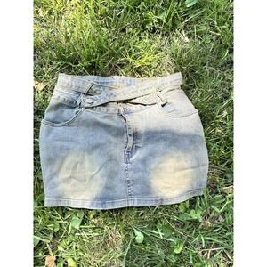 Crossover Y2K Cut Out Mini Skirt Denim Size‎ Large New